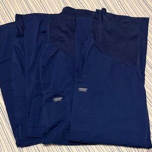 Set of 5-Cherokee Maternity Deep Blue Cargo Scrub Pants